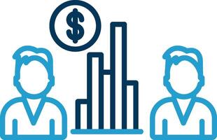 Team Revenue Line Blue Two Color Icon vector