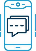 Mobile Chat Line Blue Two Color Icon vector