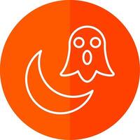 Halloween Moon Line Yellow White Icon vector