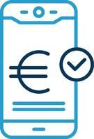 euro pagar línea azul dos color icono vector