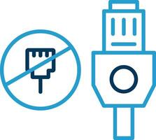 Lan Unplugged Line Blue Two Color Icon vector