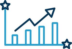 Growing Data Line Blue Two Color Icon vector
