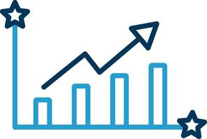 creciente datos línea azul dos color icono vector