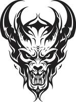 Demonic Dynasty Black Devilhead Tattoo Symbol Nightfall Heraldry Evil Devilhead vector