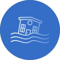 Flooded House Gradient Line Circle Icon vector