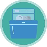 Dish Washing Flat Multi Circle Icon vector