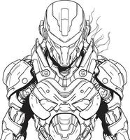 Circuit Splendor Futuristic Syborg Line Art Emblem Future Fusion Cyborg Line Art vector