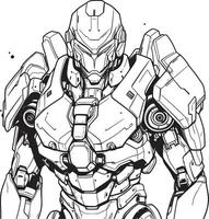 Quantum Quotient Line Art of Cyborg Future Flow for Cyborg Coloring Page vector