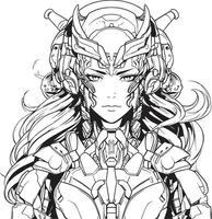 Cybernetic Symphony Line Art for Futuristic Syborg Machine Muse Emblem for Cyborg Coloring vector