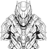 Techno Tribe of Cyborg Line Art Digital Dynamo Coloring Page Element of Futuristic Cyborg vector