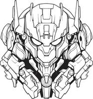 Techno Tapestry Coloring Page Element for Futuristic Syborg Quantum Quotient Line Art of Cyborg vector
