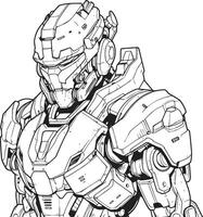 Techno Marvel Syborg Coloring Page Cybernetic Dreams Futuristic Line Art for Coloring Pages vector