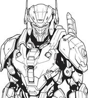 Digital Dynamo Coloring Page Element of Futuristic Cyborg Cybernetic Symphony Line Art for Futuristic Syborg vector