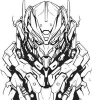 Quantum Quotient Line Art of Cyborg Future Flow for Cyborg Coloring Page vector