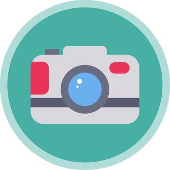 cámara plano multi circulo icono vector