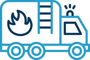 Fire Truck Line Blue Two Color Icon vector