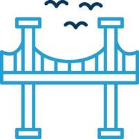 puente línea azul dos color icono vector