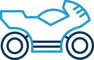 motocicleta línea azul dos color icono vector