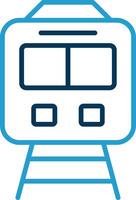 tren línea azul dos color icono vector