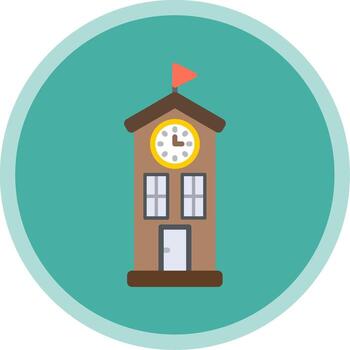 Clock Tower Flat Multi Circle Icon vector