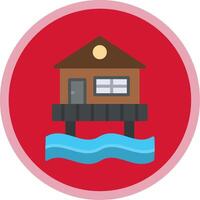 Beach Hut Flat Multi Circle Icon vector