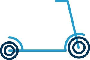 patada scooter línea azul dos color icono vector