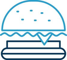 hamburguesa rápido comida línea azul dos color icono vector