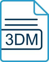 3dm archivo formato línea azul dos color icono vector