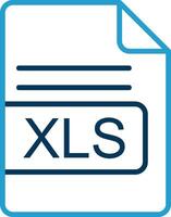 xls archivo formato línea azul dos color icono vector