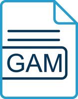 GAM File Format Line Blue Two Color Icon vector