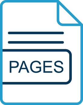 PAGES File Format Line Blue Two Color Icon vector