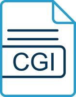 CGI File Format Line Blue Two Color Icon vector