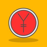Yen Filled Shadow Icon vector