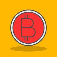 bitcoin lleno sombra icono vector