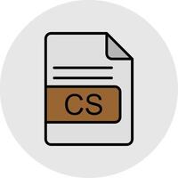 CS File Format Line Filled Light Icon vector