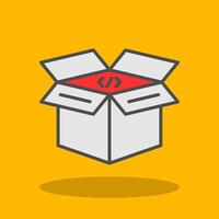 Open Box Filled Shadow Icon vector