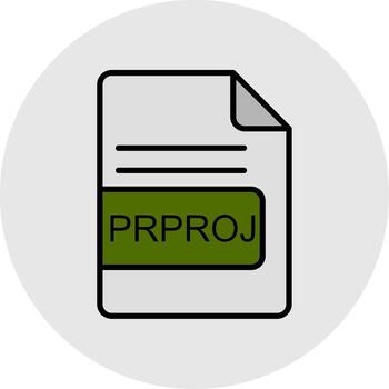 PRPROJ File Format Line Filled Light Icon vector