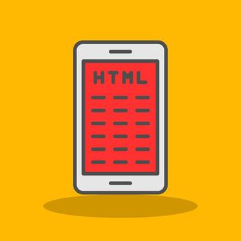 Mobile Coding Filled Shadow Icon vector