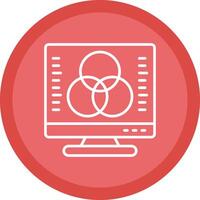 Desktop Computer Line Multi Circle Icon vector