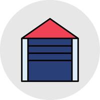 Garage Line Filled Light Icon vector