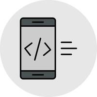 aplicación desarrollo línea lleno ligero icono vector
