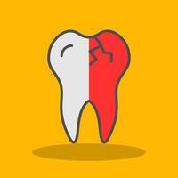 Broken Tooth Filled Shadow Icon vector
