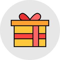 regalo caja línea lleno ligero icono vector