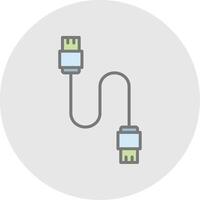 Database Cable Line Filled Light Icon vector