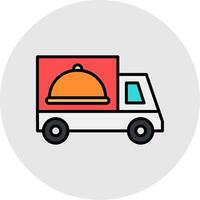 comida entrega línea lleno ligero icono vector