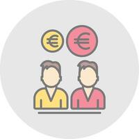 euro equipo línea lleno ligero icono vector