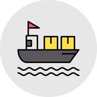 Embarcacion línea lleno ligero icono vector