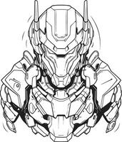 Metallic Mosaic Line Art for Cyborg Coloring Page Binary Beauty Futuristic Cyborg vector