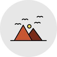 montañas línea lleno ligero icono vector