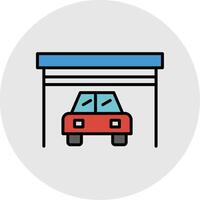 Garage Line Filled Light Icon vector